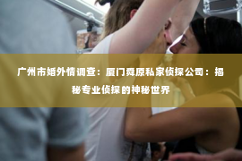 广州市婚外情调查：厦门舜原私家侦探公司：揭秘专业侦探的神秘世界
