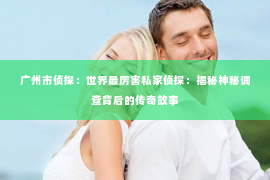 广州市侦探：世界最厉害私家侦探：揭秘神秘调查背后的传奇故事