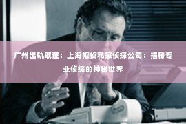 广州出轨取证：上海帼侦私家侦探公司：揭秘专业侦探的神秘世界