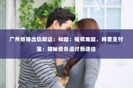 广州婚姻出轨取证：标题：催收难题，网查支付宝：揭秘债务追讨新途径
