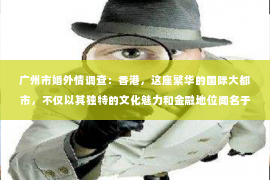 广州市婚外情调查：香港，这座繁华的国际大都市，不仅以其独特的文化魅力和金融地位闻名于世，还因为其独特的法律体系和社会环境，孕育了大量私家侦探的身影。那么，为什么香港会有那么多私家侦探呢？这背后有着复杂的社会、法律和市场需求。