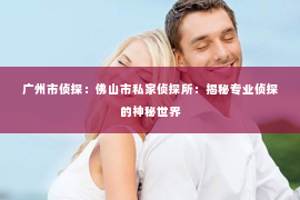 广州市侦探：佛山市私家侦探所：揭秘专业侦探的神秘世界