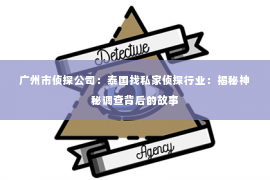广州市侦探公司：泰国找私家侦探行业：揭秘神秘调查背后的故事