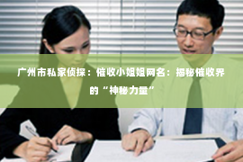 广州市私家侦探：催收小姐姐网名：揭秘催收界的“神秘力量”