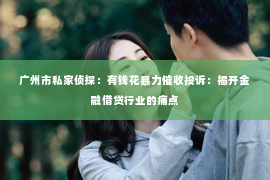 广州市私家侦探：有钱花暴力催收投诉：揭开金融借贷行业的痛点
