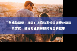 广州出轨取证：标题：上海私家侦探调查公司联系方式：揭秘专业侦探服务背后的故事