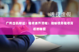 广州出轨取证：催收委外流程：揭秘债务催收背后的秘密
