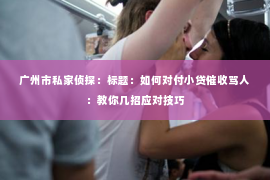 广州市私家侦探：标题：如何对付小贷催收骂人：教你几招应对技巧