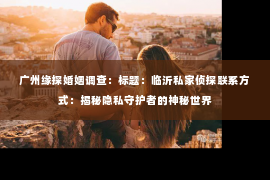 广州缘探婚姻调查：标题：临沂私家侦探联系方式：揭秘隐私守护者的神秘世界