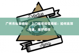 广州市私家侦探：上门催收短信模板：如何高效沟通，维护债权