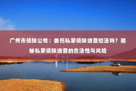广州市侦探公司：委托私家侦探调查犯法吗？揭秘私家侦探调查的合法性与风险