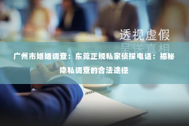 广州市婚姻调查：东莞正规私家侦探电话：揭秘隐私调查的合法途径