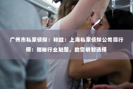 广州市私家侦探：标题：上海私家侦探公司排行榜：揭秘行业翘楚，助您明智选择