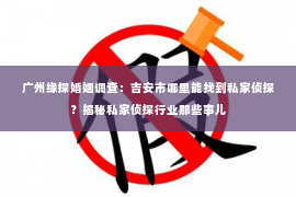 广州缘探婚姻调查：吉安市哪里能找到私家侦探？揭秘私家侦探行业那些事儿